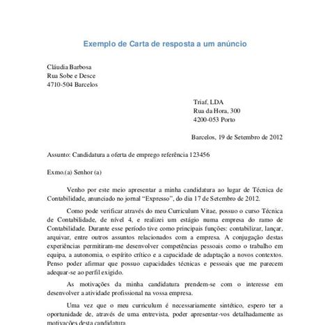 Carta De Apresentaã§Ã£o Exemplo Portugal Financial Report