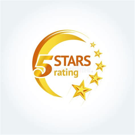 Golden Five Stars Round Logo Template Set Vector Illustration Stock