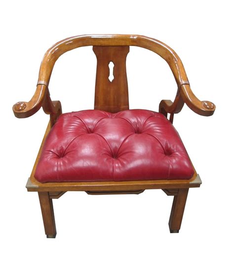 List price previous priceeur 354.02. James Mont Style Asian Chair in Red Leather Tufted Seat ...