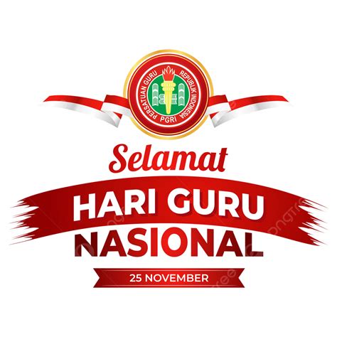 Selamat Hari Guru Nasional 25 November Dengan Logo Pgr Dan Pita Merah