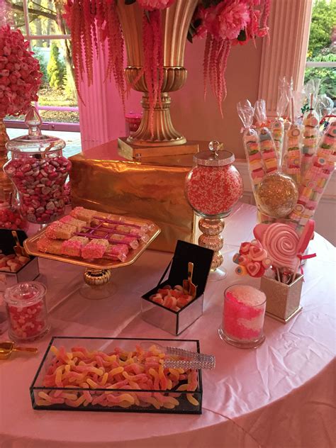 Kennedy Super Sweet Sixteen Candy Table Buffet Dessert Table Pink Decor Pink Ombre Desserts