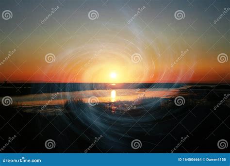Beautiful Sunrise With Spiral Galaxy Stock Photo Image Of Planet