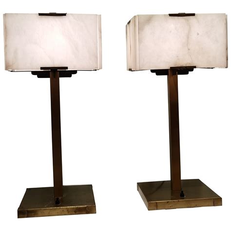 Pair Teak And Alabaster Mid Century Modern Lamps Made In Italy At 1stdibs