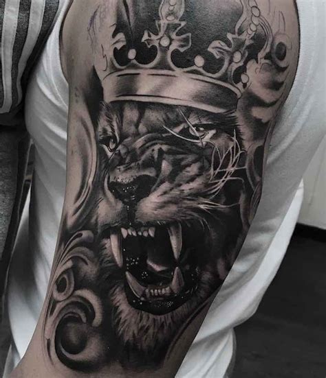 If you want a tattoo that's more subtle and easier to hide, go for a small tattoo. Realistic Lion And Crown Tattoo
