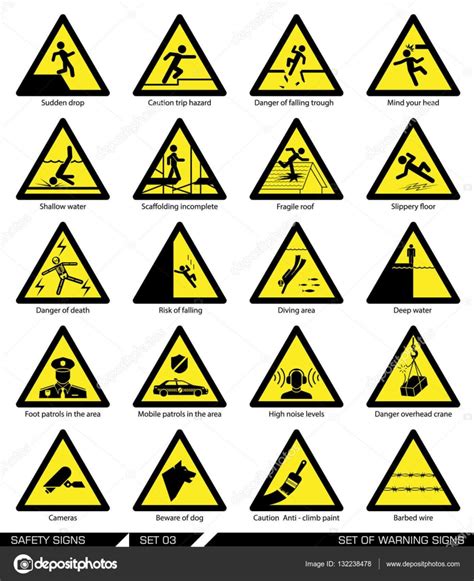 Set Of Safety Signs Caution Signs Stock Vector Image By ©dejanj02