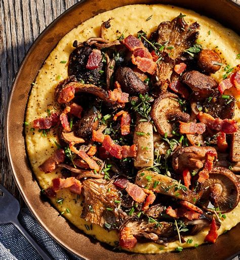 Polenta With Roasted Mushrooms And Bacon