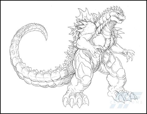 Make a coloring book with sea monster godzilla vs king kong for one click. A Detailed Sketch Of Almighty Godzilla Coloring Page ...