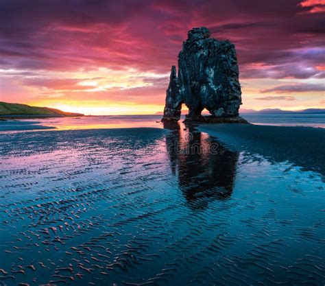 Huge Basalt Stack Hvitserkur On The Eastern Shore Of The Vatnsnes