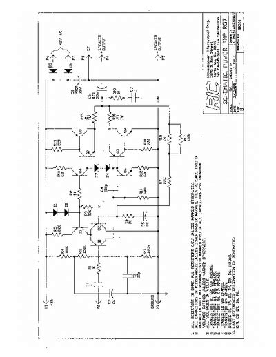 Using an 8ωload and ±30v • protection for ac and dc short circuits to supplies, over. Service manual : Rickenbacker RG7 power_ampli.pdf, Schematic Diagram Power Amplifier (3/10/89 ...