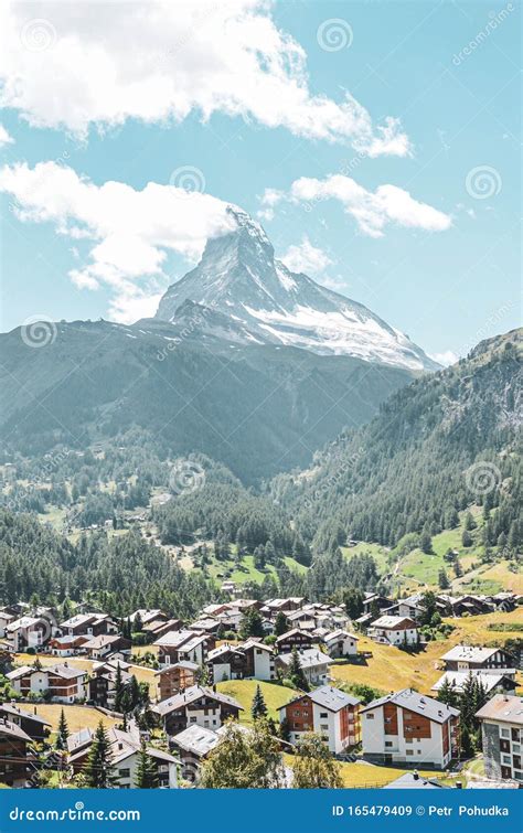 Amazing View Of Beautiful Alpine Village Zermatt In Switzerland In The