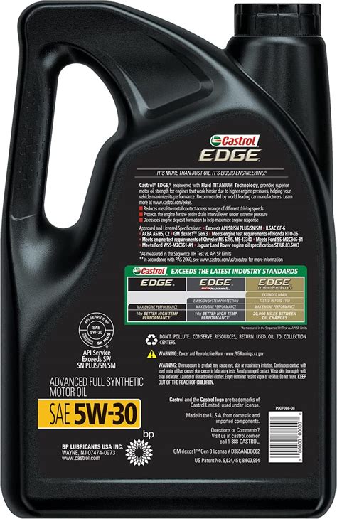 Buy Castrol 03084c Edge 5w 30 Advanced Full Synthetic Motor Oil 5