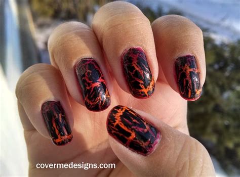 Lava nails for a cold winter's day. | Neon nail polish, Nail art, Nails