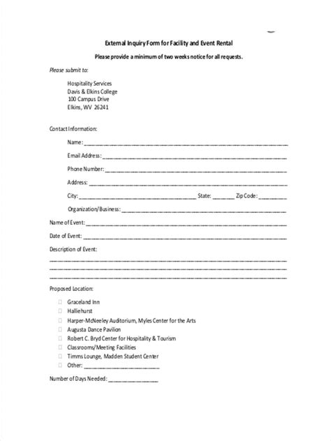 Free 7 Sample Event Inquiry Forms In Ms Word Pdf