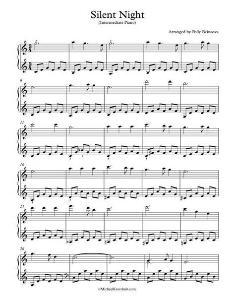Download free sheet music for silent night. Intermediate Piano Arrangement Sheet Music - Silent Night | Christmas piano sheet music, Guitar ...