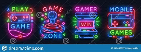 Neon Game Signs Retro Video Games Night Light Icons Gaming Club