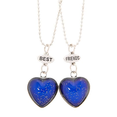 Best Friends Glitter Mood Heart Pendant Necklaces Claire S Us