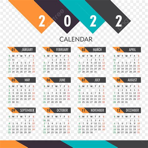 Gambar Kalender Warna Warni 2022 Tahun Baru 2022 Kalender Png Dan