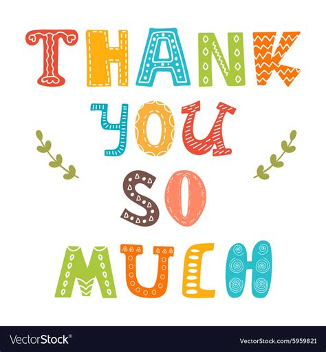 Thank You So Much Cute Greeting Card Royalty Free Vector