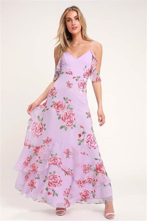 Take You There Lavender Floral Print Maxi Dress Printed Maxi Dress