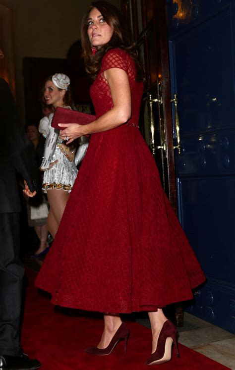 Kate Middleton Duchess Of Cambridge Stuns In Sheer Red Dress Style