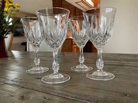 4 Cristal D Arques Wine Glasses Etsy