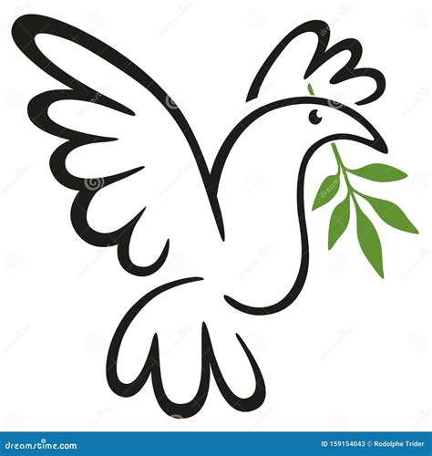 Symbol Of The Dove Holding An Olive Branch To Symbolize Peace Stock Vector Illustration Of