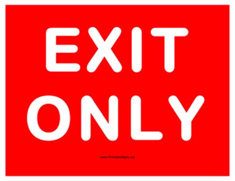 Printable Exit Only Sign