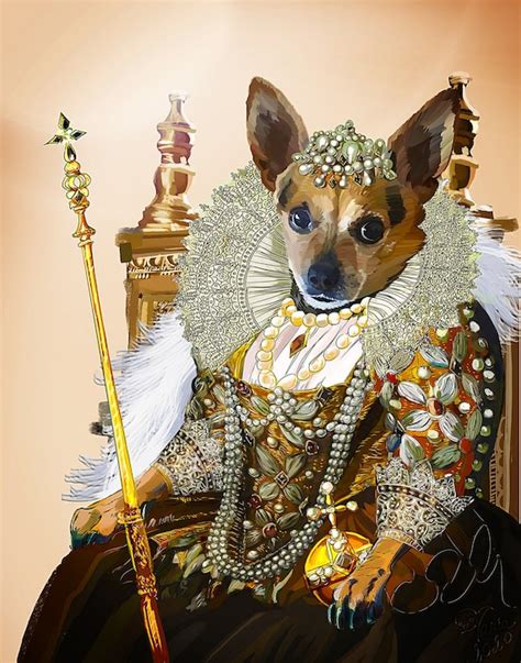 Royal Pet Portrait Queen Elizabeth Funny Regal Dog Portrait Etsy