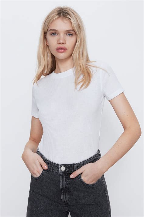 White Collection Ribbed T Shirt Zara United States In Shirts