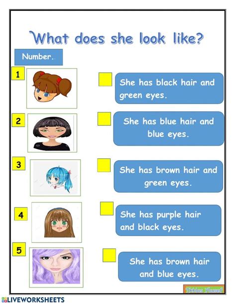 What Does She Look Like Worksheet Descriptive Words For People