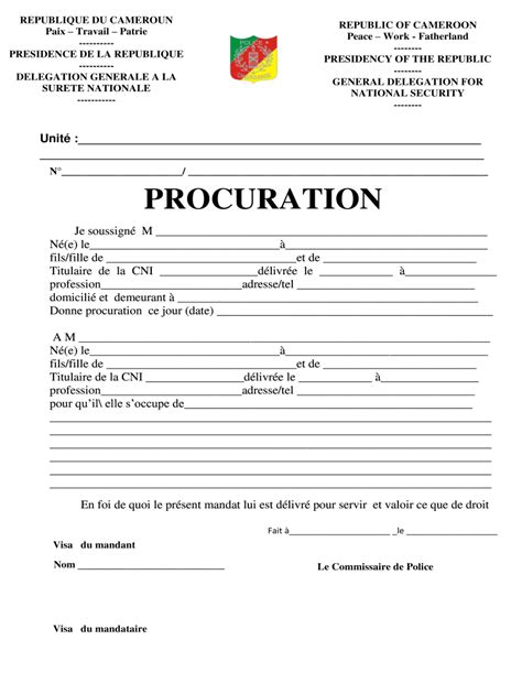 Procuration Exemple Form Fill Out And Sign Printable Pdf Template The