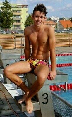 Shirtless Male Hunk Bare Foot Swimmer Athletic Speedo Beefcake Photo