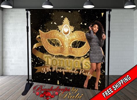 Masquerade Gold Backdrop Masquerade Step And Repeat Backdrop Etsy