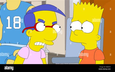 The Simpsons L R Milhouse Van Houten Bart Simpsons In The Yellow