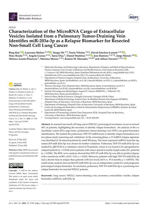 pdf characterization of the microrna cargo of extracellular vesicles isolated from a pulmonary