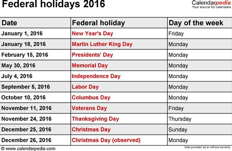 2016 Vacation Calendar Template Calendar Template 2016