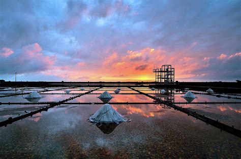 Sunset In Taiwan Tainan Salt Field By Teni Mr
