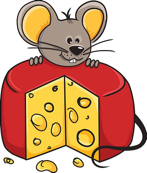 Funny Mouse Cartoon Eating Cheese Clip Art Vector Images
