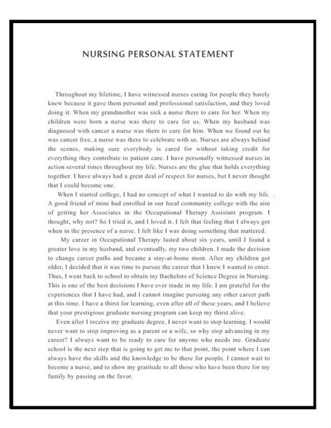 12 Complete Templates Of Nursing Personal Statement For A Job And Tips