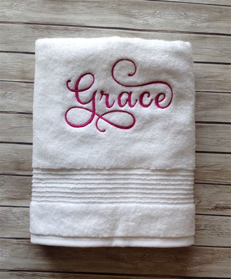 Personalized Bath Towel Monogram Embroidered Towel Custom Bathroom