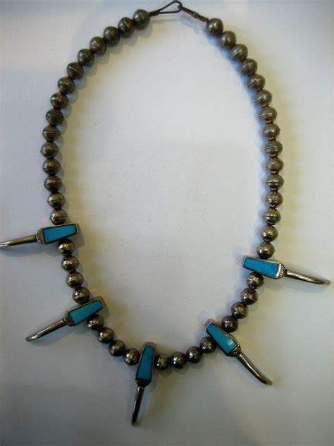 Vintage Navajo Native American Turquoise Sterling Silver Bead Etsy Bear Claw Necklace