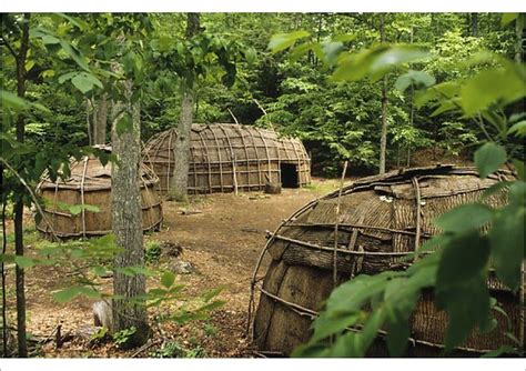 Print Of Algonquin Indian Village Traditionally Was Made Of Bark
