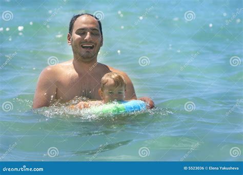 Father And Son Swimming Picture Image