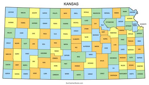 Kansas County Map Printable State Map With County Lines Diy