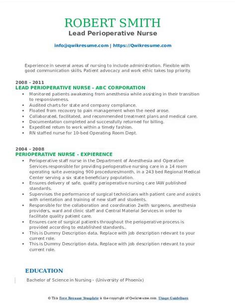 Best Perioperative Nurse Resume Example From Professi - vrogue.co