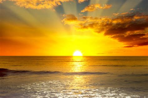Dawn Of A New Day Golden Sun Rising Over Horizon Stock Photos Pictures