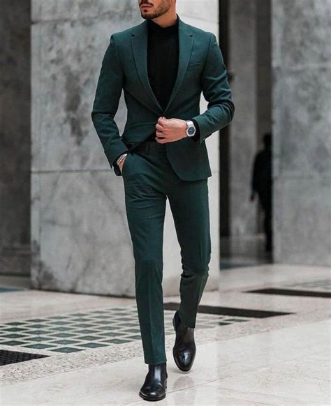 Mens Dark Green Suits Wedding Groom 2 Piece Suits For Men Dark Green 1