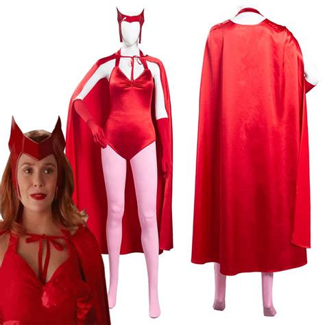 wanda vision scarlet witch wanda maximoff cosplay costume women jumpsuit outfits halloween