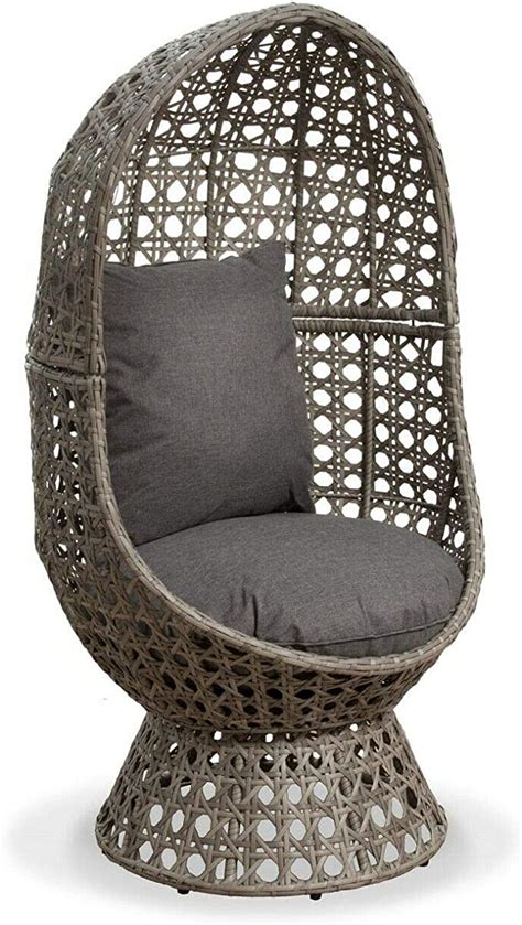 Swivel Cocoon Egg Chair Rattan Wicker Super Comfy Ideal For Garden