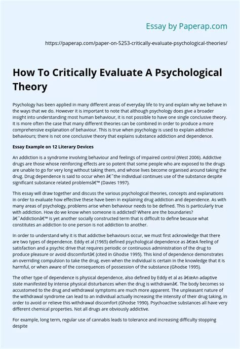 How To Critically Evaluate A Psychological Theory Evaluation Essay Example